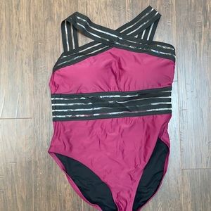 Beautiful burgundy swimsuit.